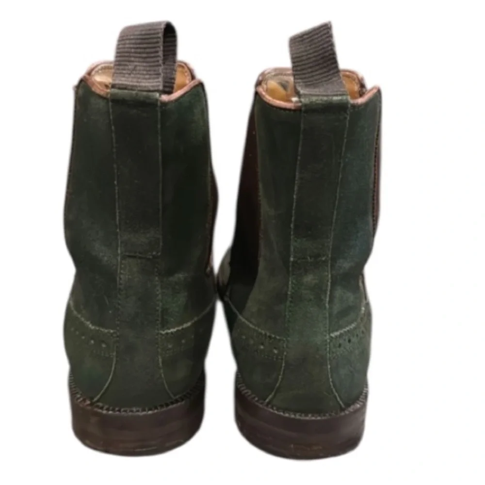 Authentic Jimmy Choo luxury designer men's army green suede leather boots sz 9.5